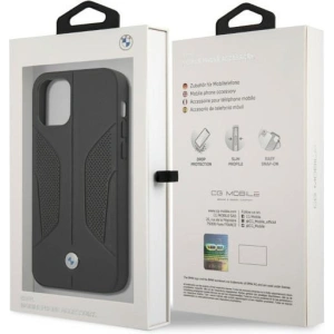 Hurtownia GSM - Etui BMW BMHCP12MRSCSK Apple iPhone 12/12 Pro černé/black hardcase Kožené perforované strany - BMW073BLK - {ean13} - Hurt