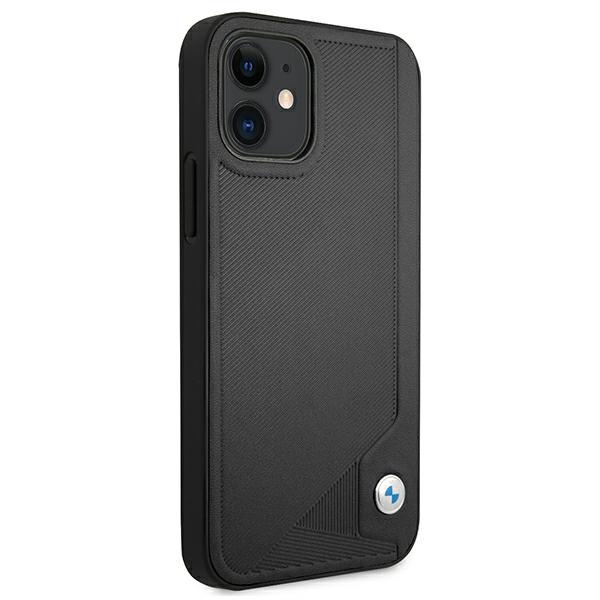 Kryt BMW BMHCP12SRCDPK Apple iPhone 12 mini black hardcase Leather Deboss