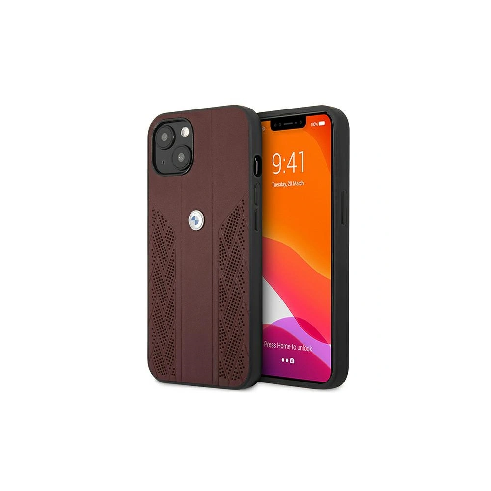 Hurtownia GSM - Etui BMW BMHCP13MRSPPR Apple iPhone 13 czerwony/red hardcase Leather Curve Perforate - BMW103RED - {ean13} - Hurt
