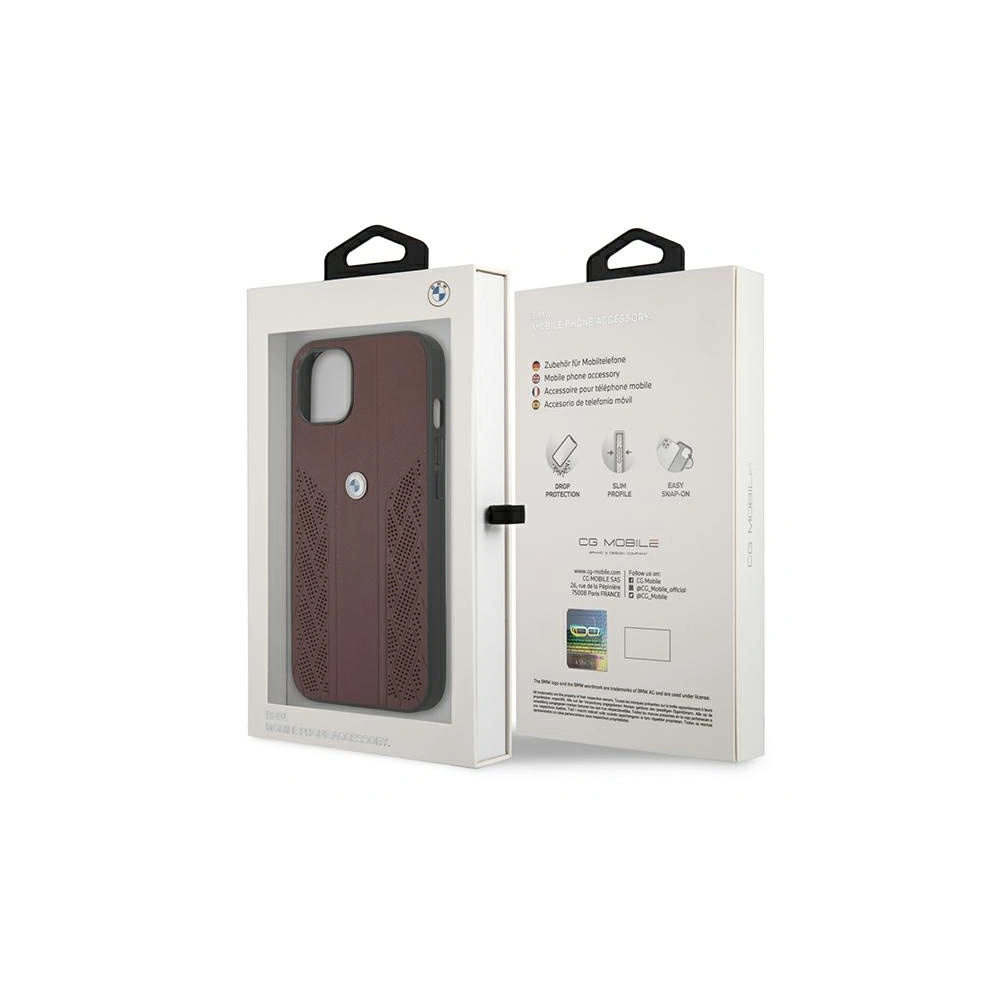 Hurtownia GSM - Etui BMW BMHCP13MRSPPR Apple iPhone 13 czerwony/red hardcase Leather Curve Perforate - BMW103RED - {ean13} - Hurt