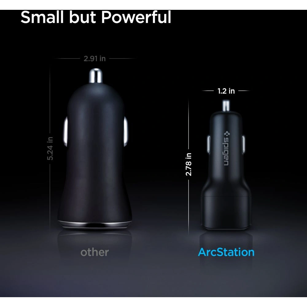 Hurtownia GSM - Autonabíječka Spigen PC2000 PowerArc 2-portová autonabíječka PD 45W QC 3.0 Černá - SPN1855BLK - {ean13} - Hurt