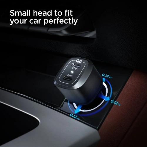 Ładowarka samochodowa Spigen PC2000 PowerArc 2-port Car Charger PD 45W QC 3.0 Black