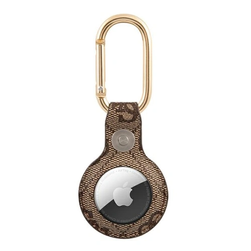 Etui Guess GUATP4GMSRW Apple AirTag brązowy/brown 4G Vintage Script