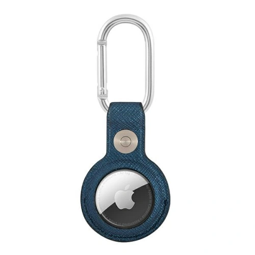 Etui Guess GUATPSASRSB Apple AirTag niebieski/blue Saffiano Vintage Script