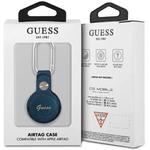 Wholesale Guess GUATPSASRSB Apple AirTag blue Saffiano Vintage Script - GUE1250BLU - {ean13} - Hurt