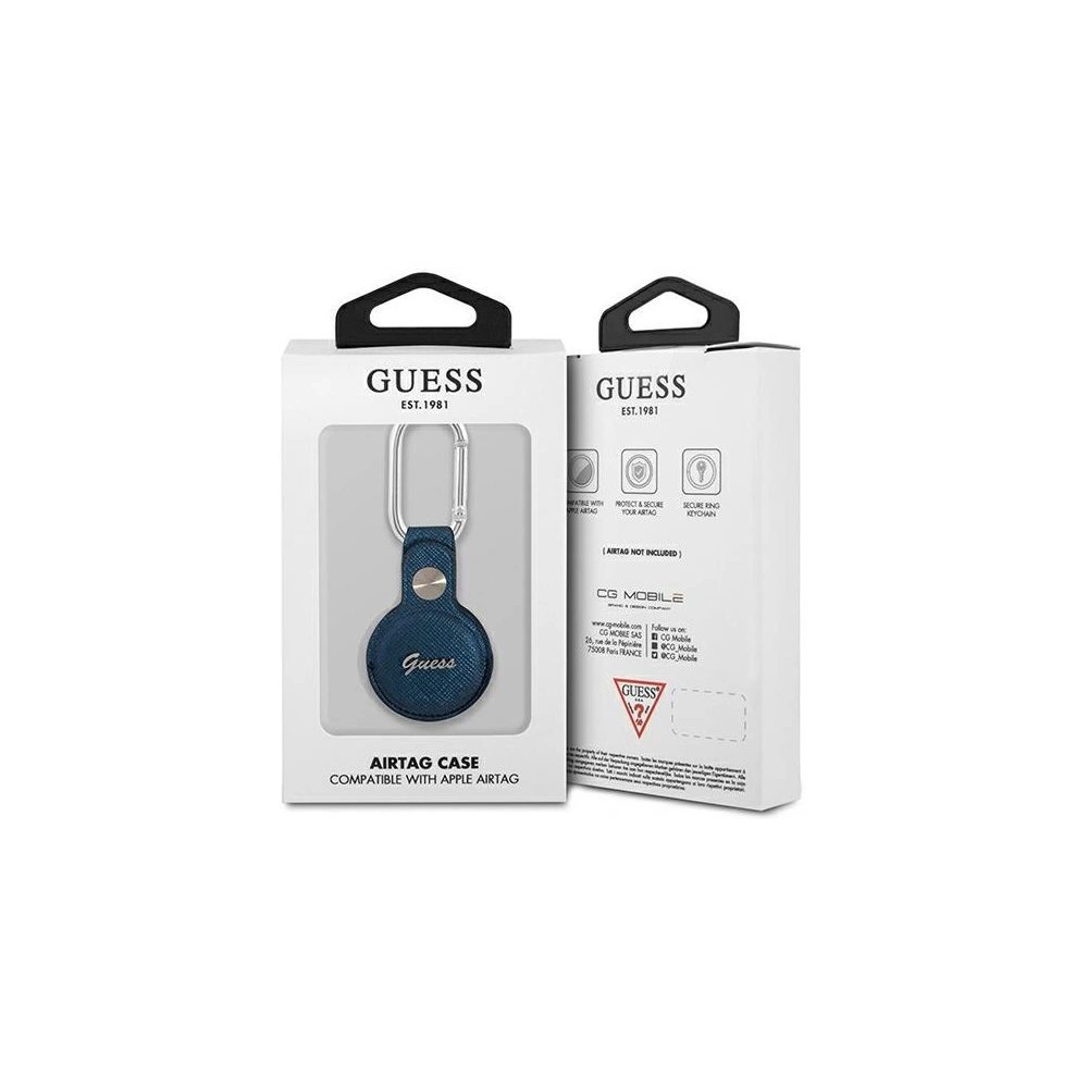Hurtownia GSM - Etui Guess GUATPSASRSB Apple AirTag modrý/blue Saffiano Vintage Script - GUE1250BLU - {ean13} - Hurt