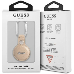 Wholesale Guess GUATPSASRSD Apple AirTag beige Saffiano Vintage Script - GUE1251BEI - {ean13} - Hurt