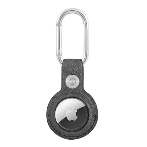 Etui Guess GUATPSASRSG Apple AirTag szary/grey Saffiano Vintage Script