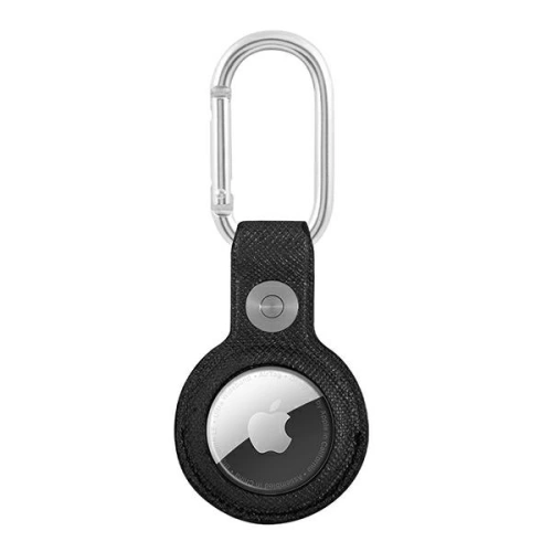 Etui Guess GUATPSASRSK Apple AirTag czarny/black Saffiano Vintage Script