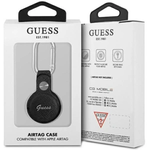 Wholesale Guess GUATPSASRSK Apple AirTag black Saffiano Vintage Script - GUE1253BLK - {ean13} - Hurt
