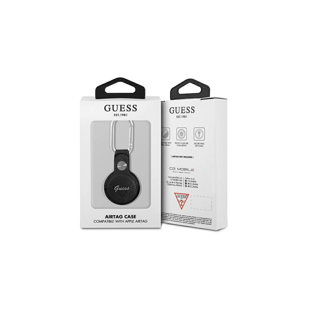 Wholesale Guess GUATPSASRSK Apple AirTag black Saffiano Vintage Script - GUE1253BLK - {ean13} - Hurt