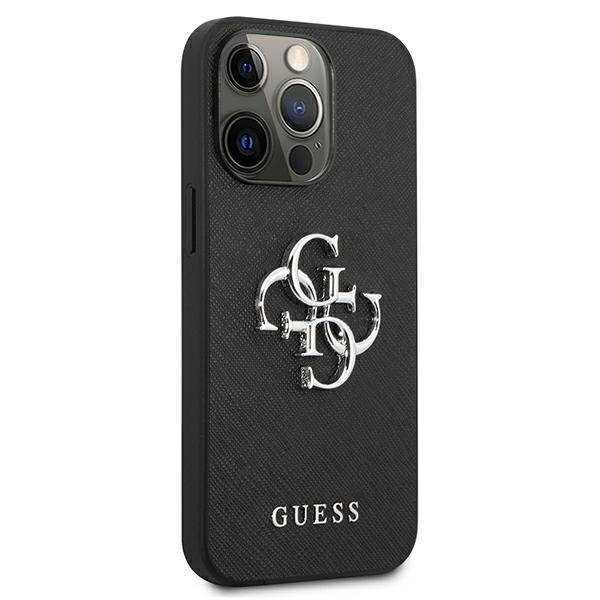 Kryt Guess GUHCP13LSA4GSBK Apple iPhone 13 Pro black hardcase Saffiano 4G Metal Logo