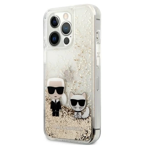 Karl Lagerfeld KLHCP13LGKCD Apple iPhone 13 Pro gold hardcase Liquid Glitter Karl&Choupette