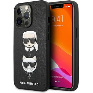 Karl Lagerfeld KLHCP13LSAKICKCBK Apple iPhone 13 Pro black book Saffiano Karl & Choupette