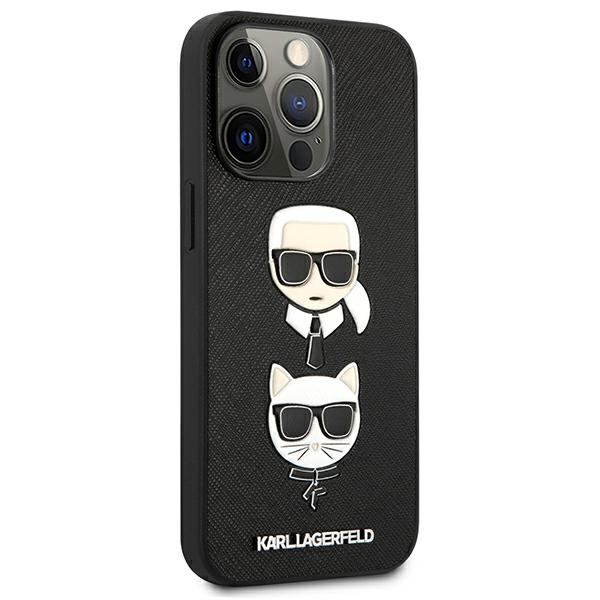 Kryt Karl Lagerfeld KLHCP13LSAKICKCBK Apple iPhone 13 Pro black book Saffiano Karl & Choupette