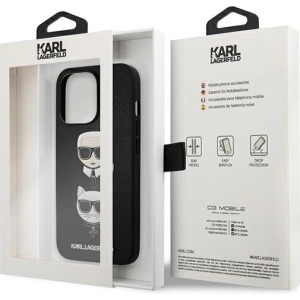 Etui Karl Lagerfeld KLHCP13LSAKICKCBK Apple iPhone 13 Pro czarny/black book Saffiano Karl & Choupette