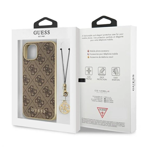Etui Guess GUHCP13MGF4GBR Apple iPhone 13 brązowy/brown hardcase 4G Charms Collection