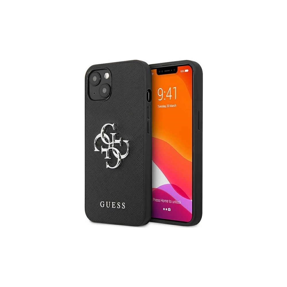 Wholesale Guess GUHCP13MSA4GSBK Apple iPhone 13 black hardcase Saffiano 4G Metal Logo - GUE1278BLK - {ean13} - Hurt