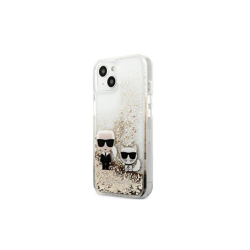 Karl Lagerfeld KLHCP13MGKCD Apple iPhone 13 gold hardcase Liquid Glitter Karl&Choupette