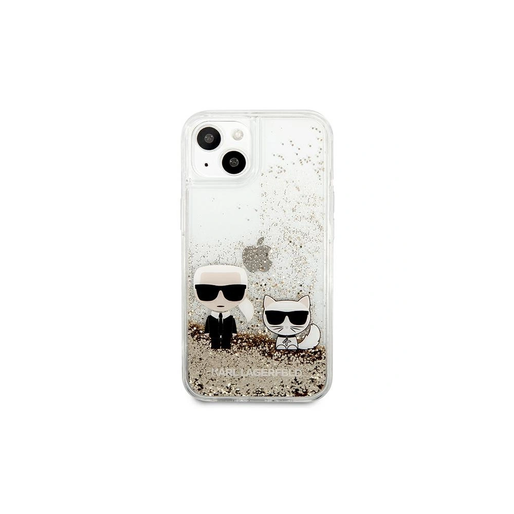 Karl Lagerfeld KLHCP13MGKCD Apple iPhone 13 gold hardcase Liquid Glitter Karl&Choupette