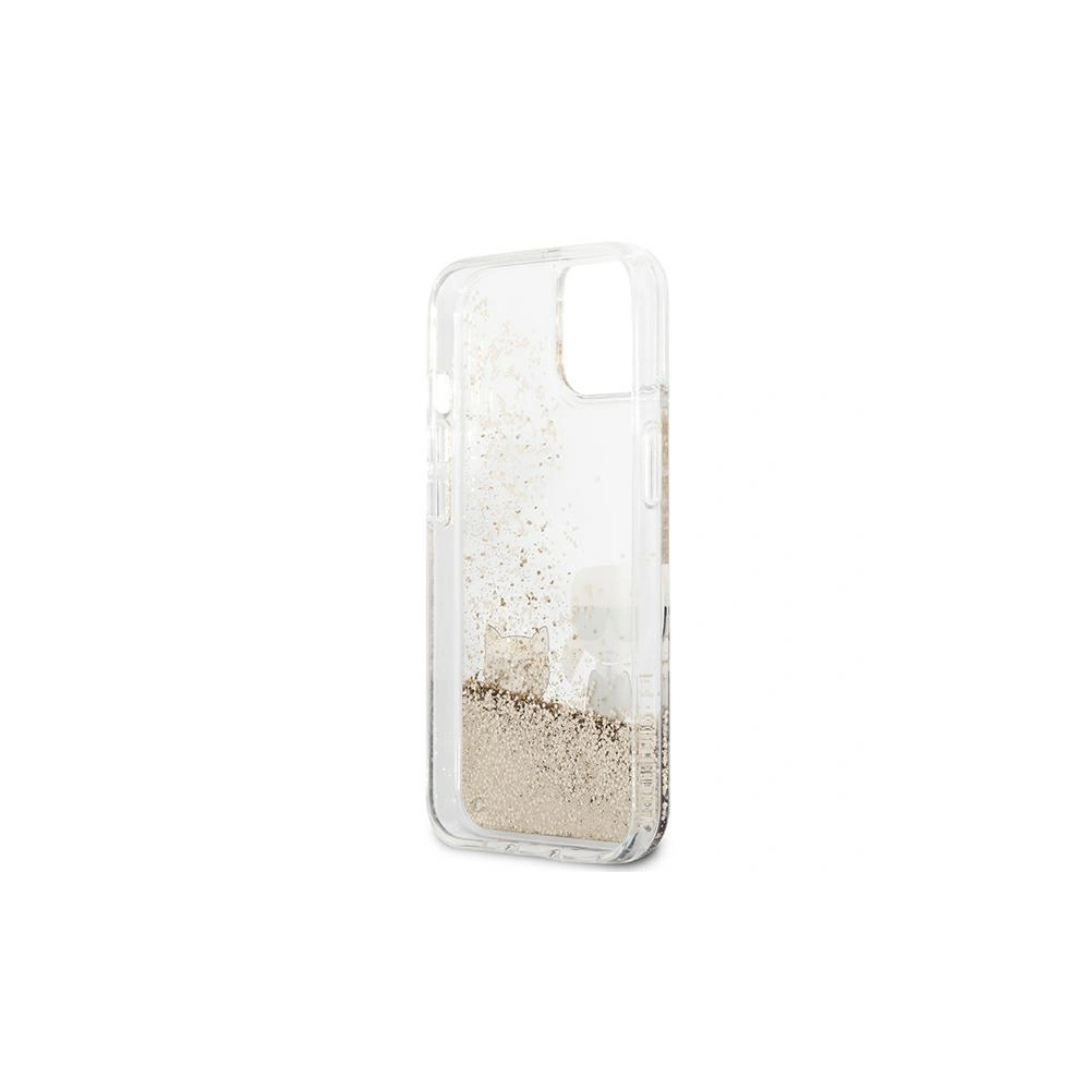 Karl Lagerfeld KLHCP13MGKCD Apple iPhone 13 gold hardcase Liquid Glitter Karl&Choupette