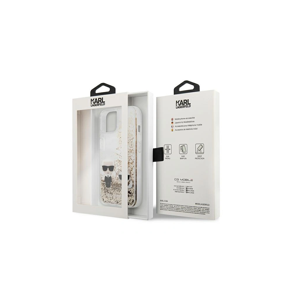 Karl Lagerfeld KLHCP13MGKCD Apple iPhone 13 gold hardcase Liquid Glitter Karl&Choupette