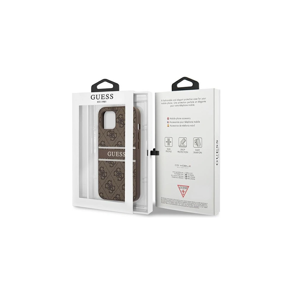Hurtownia GSM - Etui Guess GUHCP13S4GDBR Apple iPhone 13 mini hnědý/brown hardcase 4G Stripe - GUE1280BR - {ean13} - Hurt