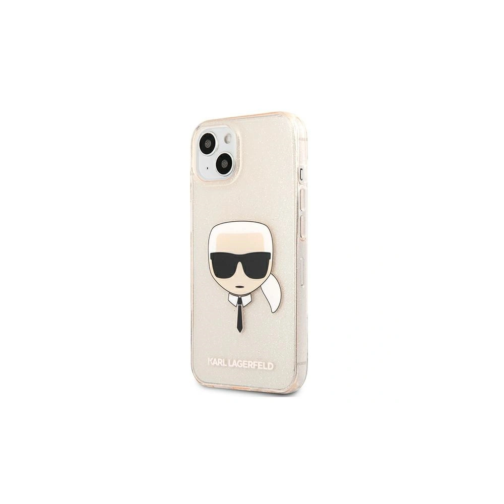 Karl Lagerfeld KLHCP13MKHTUGLGO Apple iPhone 13 gold hardcase Glitter Karl`s Head