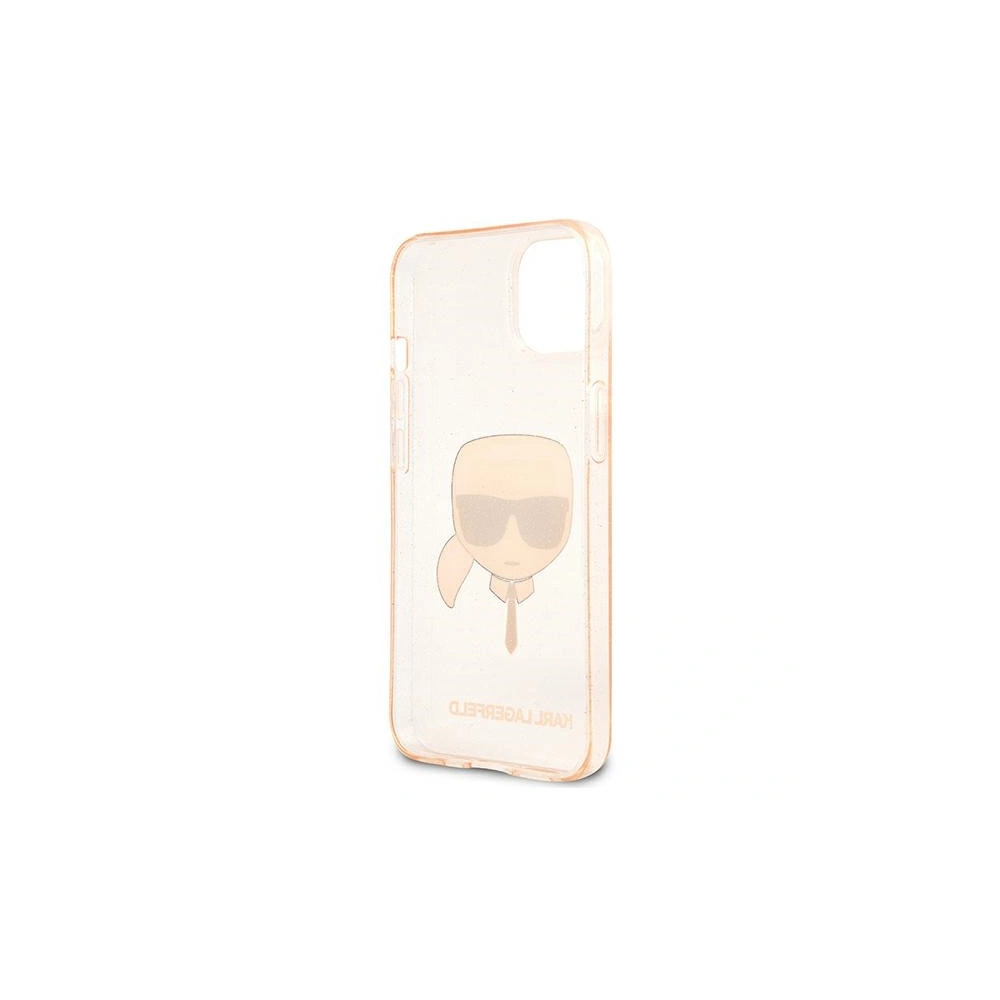 Karl Lagerfeld KLHCP13MKHTUGLGO Apple iPhone 13 gold hardcase Glitter Karl`s Head