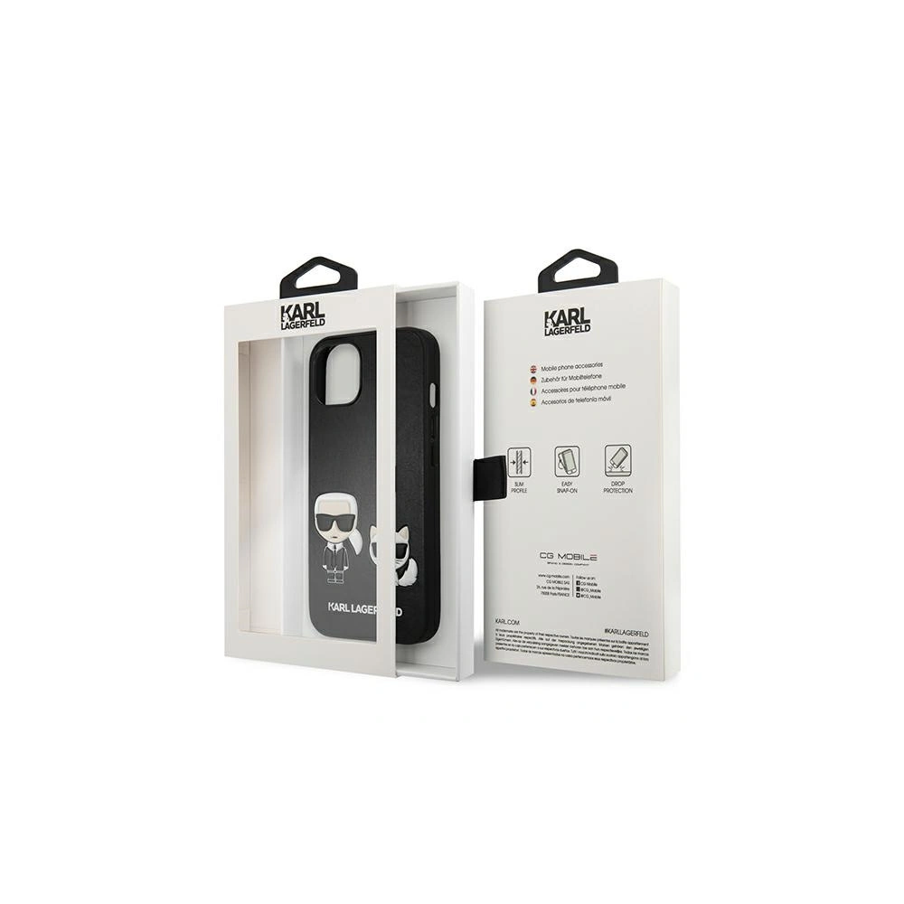 Karl Lagerfeld KLHCP13MPCUSKCBK Apple iPhone 13 black hardcase Ikonik Karl & Choupette