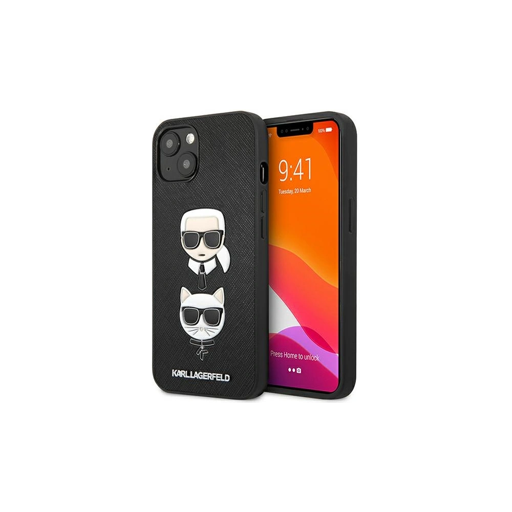 Karl Lagerfeld KLHCP13MSAKICKCBK Apple iPhone 13 black book Saffiano Karl & Choupette