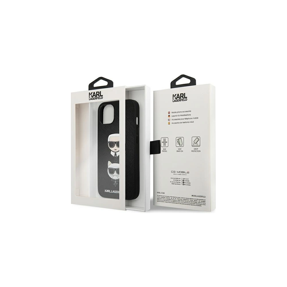 Karl Lagerfeld KLHCP13MSAKICKCBK Apple iPhone 13 black book Saffiano Karl & Choupette