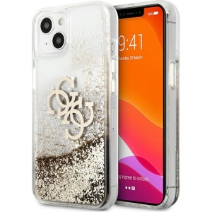 Guess GUHCP13SLG4GGO Apple iPhone 13 mini gold hardcase 4G Big Liquid Glitter