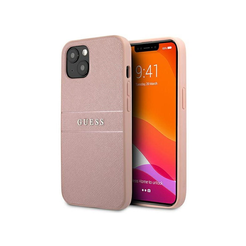 Guess Distributor - 3666339023478 - GUE1286PNK - Guess GUHCP13SPSASBPI Apple iPhone 13 mini pink hardcase Saffiano Stripe - B2B homescreen