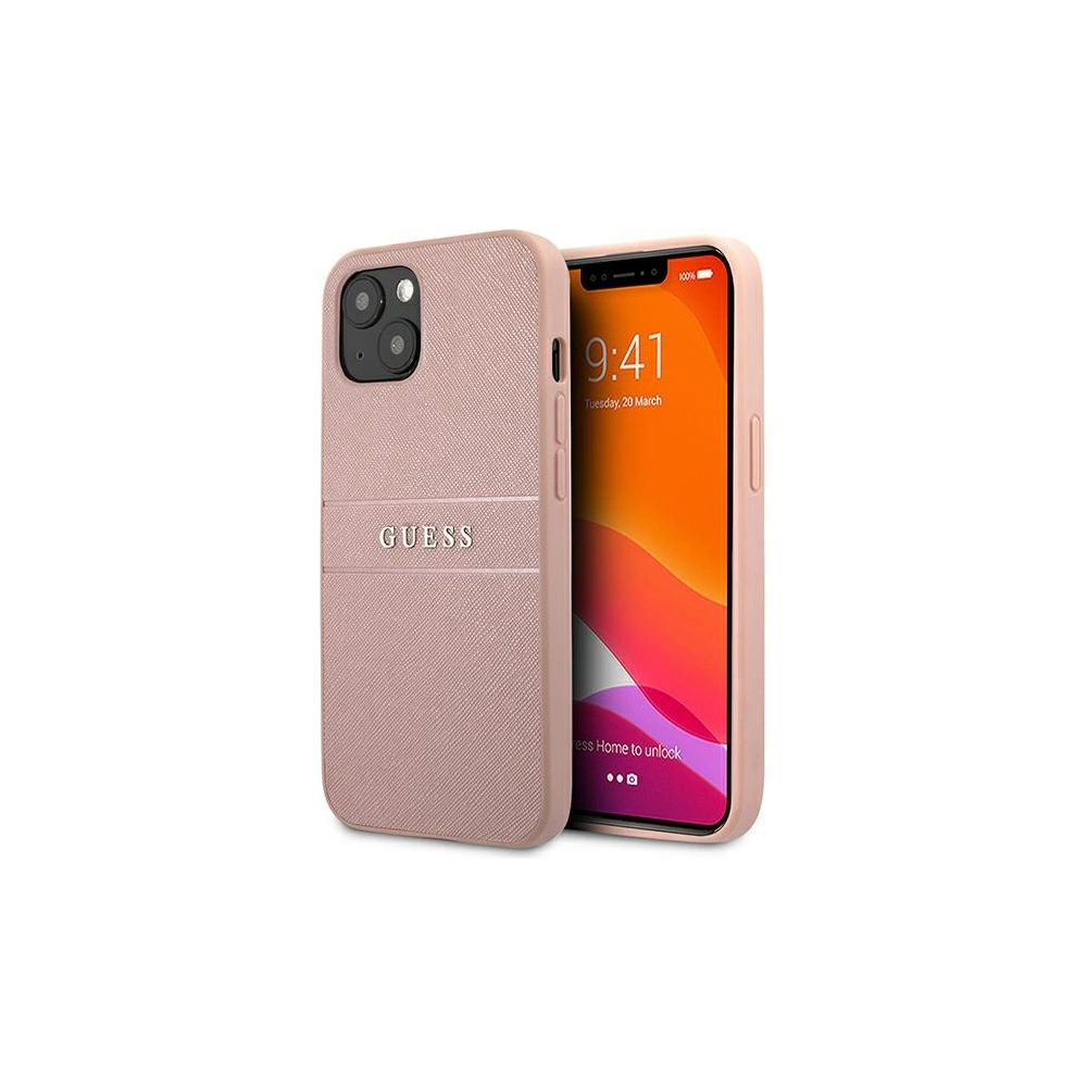 Hurtownia GSM - Etui Guess GUHCP13SPSASBPI Apple iPhone 13 mini różowy/pink hardcase Saffiano Stripe - GUE1286PNK - {ean13} - Hurt