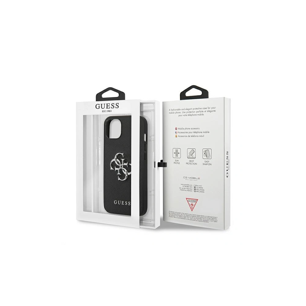 Wholesale Guess GUHCP13SSA4GSBK Apple iPhone 13 mini black hardcase Saffiano 4G Metal Logo - GUE1287BLK - {ean13} - Hurt