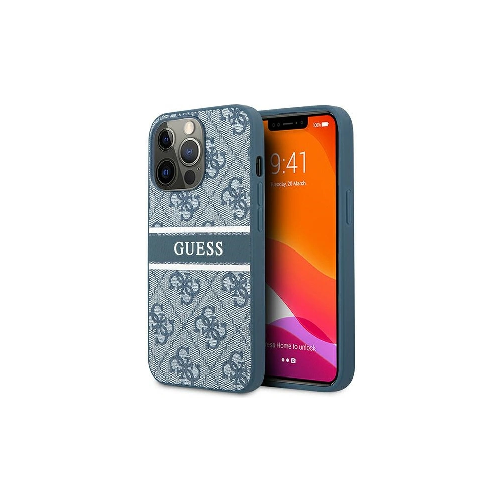 Wholesale Guess GUHCP13X4GDBL Apple iPhone 13 Pro Max blue hardcase 4G Stripe - GUE1288BLU - {ean13} - Hurt