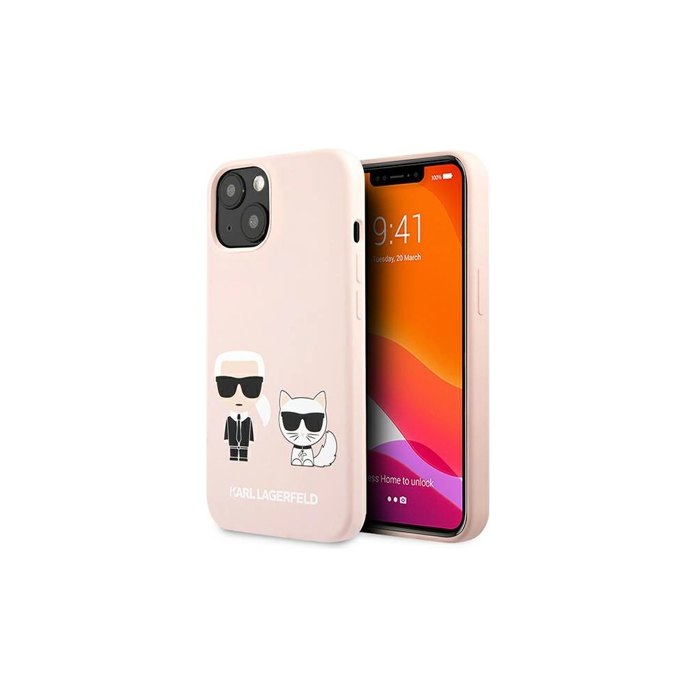 Karl Lagerfeld KLHCP13MSSKCI Apple iPhone 13 hardcase light pink Silicone Karl & Choupette