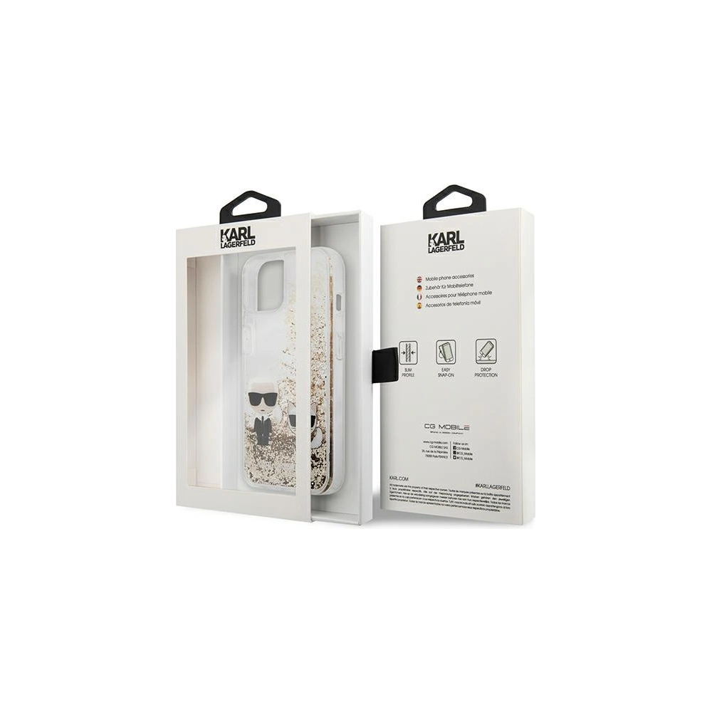 Wholesale Karl Lagerfeld KLHCP13SGKCD Apple iPhone 13 mini gold hardcase Liquid Glitter Karl&Choupette - KLD630GLD - {ean13} - Hurt