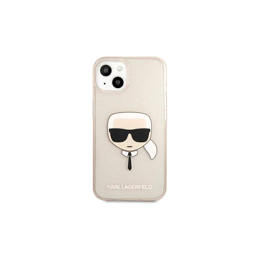 Wholesale Karl Lagerfeld KLHCP13SKHTUGLGO Apple iPhone 13 mini gold hardcase Glitter Karl`s Head - KLD631GLD - {ean13} - Hurt