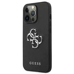 Guess GUHCP13XSA4GSBK Apple iPhone 13 Pro Max black hardcase Saffiano 4G Metal Logo