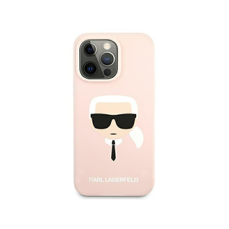 Karl Lagerfeld Distributor - 3666339027735 - KLD636PNK - Karl Lagerfeld KLHCP13SSLKHLP Apple iPhone 13 mini light pink hardcase Silicone Karl`s Head - B2B homescreen