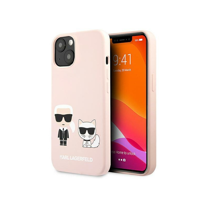 Karl Lagerfeld Distributor - 3666339027179 - KLD637PNK - Karl Lagerfeld KLHCP13SSSKCI Apple iPhone 13 mini hardcase light pink Silicone Karl & Choupette - B2B homescreen