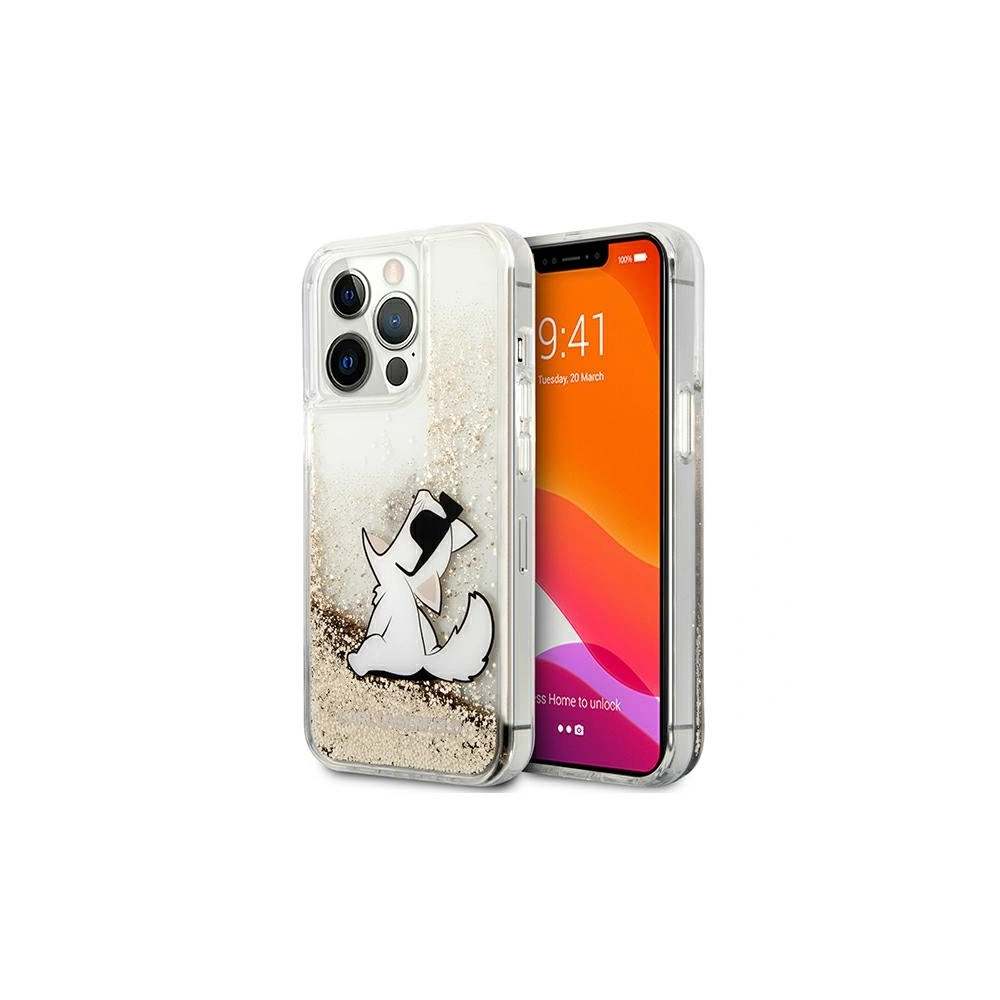 Wholesale Karl Lagerfeld KLHCP13XGCFD Apple iPhone 13 Pro Max gold hardcase Liquid Glitter Choupette Fun - KLD643GLD - {ean13} - Hurt
