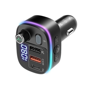 Hurtownia GSM - Transmiter FM BlitzWolf BW-BC2, 2x USB + USB-C, PD18W + QC 3.0, RGB - BLZ384BLK - {ean13} - Hurt