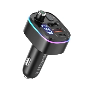 Hurtownia GSM - Transmiter FM BlitzWolf BW-BC2, 2x USB + USB-C, PD18W + QC 3.0, RGB - BLZ384BLK - {ean13} - Hurt