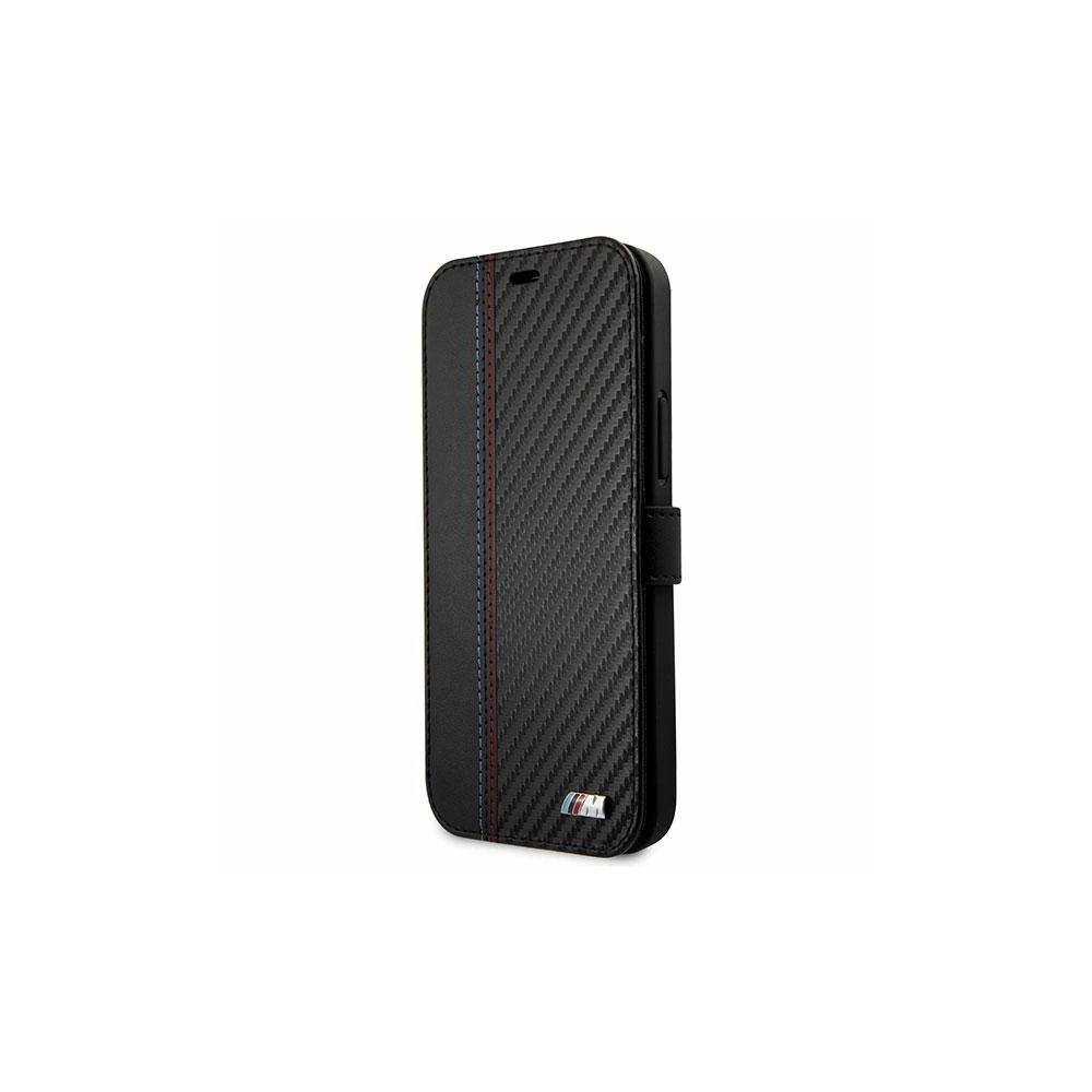 Hurtownia GSM - Etui BMW BMFLBKP12SMCARBK Apple iPhone 12 mini černý/black book M Collection PU Carbon Stripe - BMW019BLK - {ean13} - Hurt