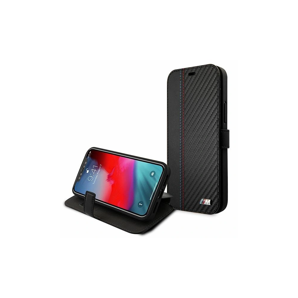 Hurtownia GSM - Etui BMW BMFLBKP12SMCARBK Apple iPhone 12 mini černý/black book M Collection PU Carbon Stripe - BMW019BLK - {ean13} - Hurt