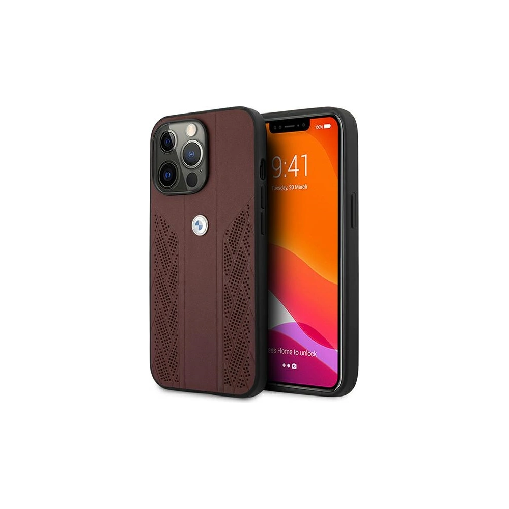 Wholesale BMW BMHCP13XRSPPR Apple iPhone 13 Pro Max red hardcase Leather Curve Perforate - BMW218RED - {ean13} - Hurt