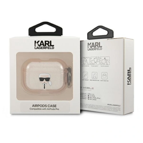 Etui Karl Lagerfeld KLAPUKHGD Apple AirPods Pro cover złoty/gold Glitter Karl`s Head